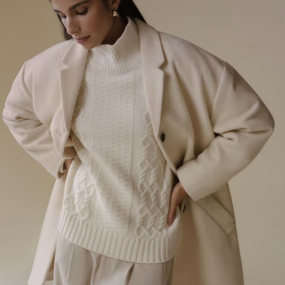 NWT Everlane The Italian ReWool® Cocoon Coat Size S in Cream - Picture 1 of 9